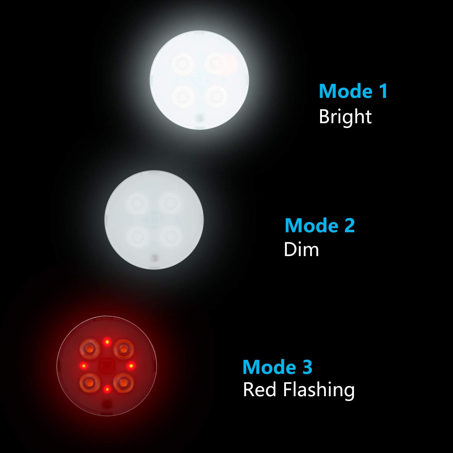Rechargeable Motion Sensor LED Night Light for Closet, Hallway, Bathroom, Bedroom & Kitchen - Energy Saving Round Black Nightlight (2 Pack) - Perfect for Kids Rooms, Stairs Safety & Elderly Care at Night