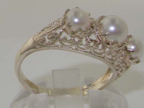 925 Sterling Silver Cultured Pearl Women's Band Ring - Elegant Stackable Jewelry for Everyday Wear, Gift for Her, Wedding, Anniversary & Special Occasions