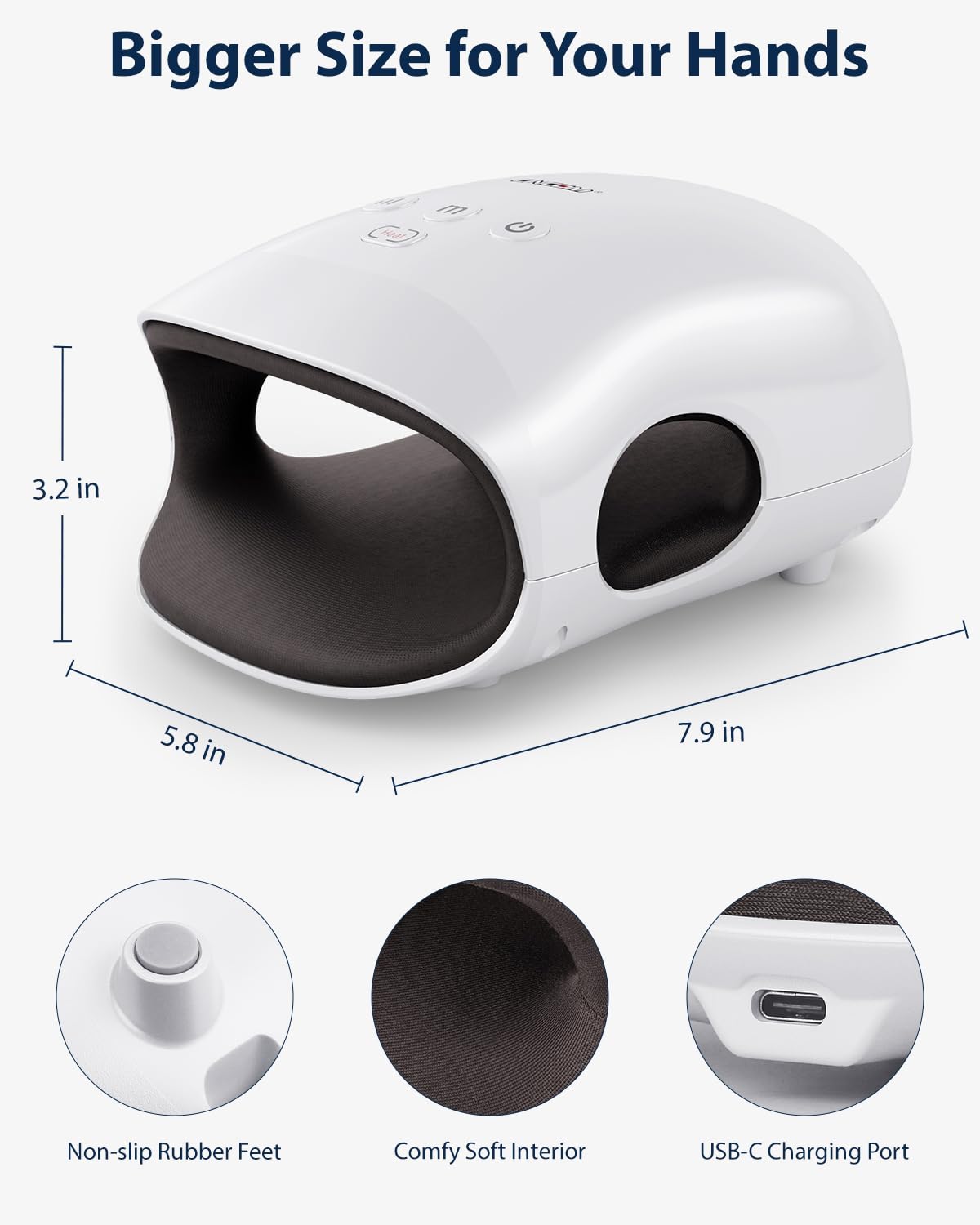 CINCOM Cordless Hand Massager with Heat & Compression - Relief for Arthritis, Carpal Tunnel & Hand Pain (FSA/HSA Eligible, White) - Perfect for Office Workers, Gamers & Seniors