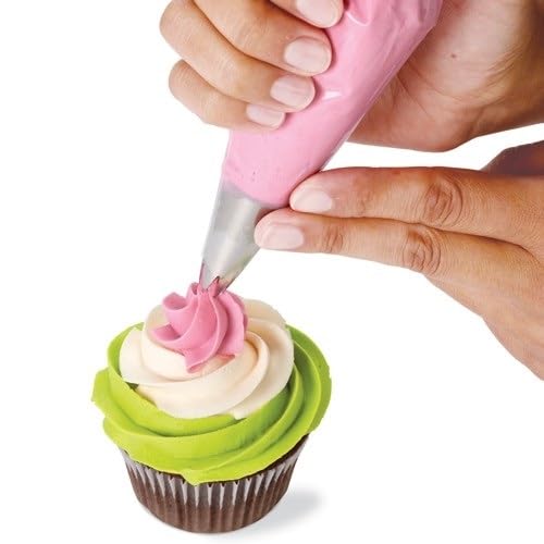 Wilton 12-Piece Cupcake Decorating Set - Stainless Steel Icing Tips & Plastic Piping Bags for Baking, Cake Decorating, and Party Treats | Perfect for Birthdays, Weddings & Holiday Desserts