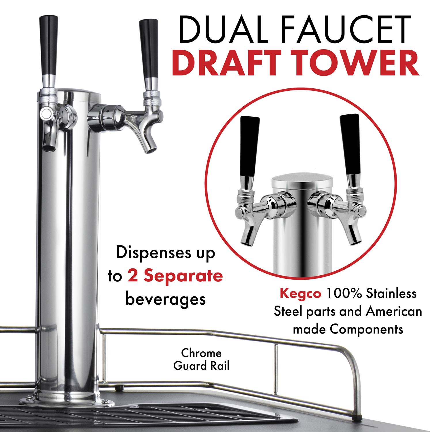 Kegco K209SS-2 Stainless Steel Keg Dispenser - Commercial & Home Beer Tap System for Parties, Bars, and Restaurants