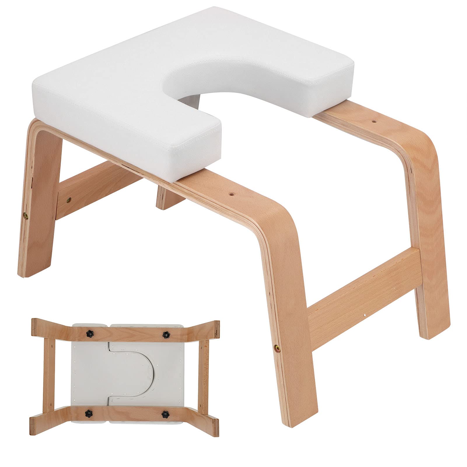 EVTSCAN Solid Wood Portable Yoga Headstand Bench - Balance Training Chair for Yoga, Fitness & Home Workouts - Perfect for Beginners & Advanced Yogis
