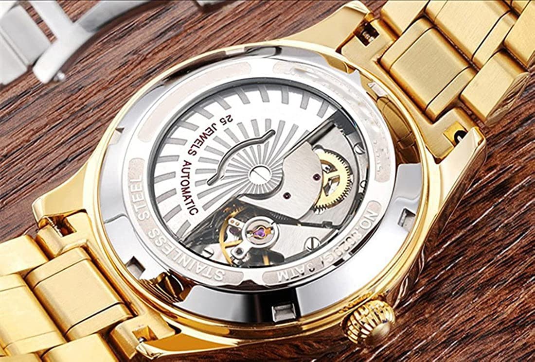 Luxury Automatic Self-Wind Couple Watches Set - Stainless Steel His & Hers Matching Calendar Date Watch for Men & Women | Perfect Anniversary, Wedding, and Valentine's Day Gift for Couples