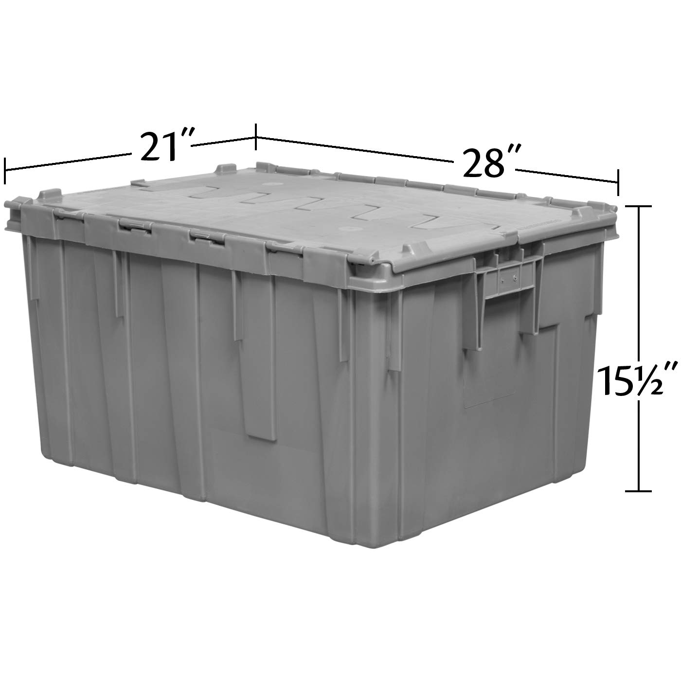 Akro-Mils 39280 Heavy Duty Plastic Storage Tote with Hinged Lid - 21.5