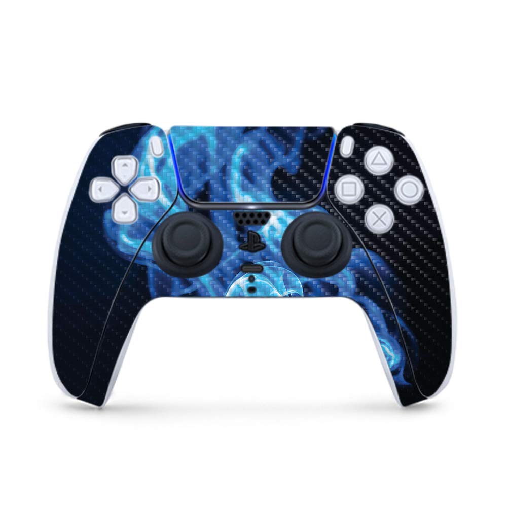 Premium Carbon Fiber Gaming Skin for PS5 Controller - Blue Flames Design | Durable Textured Finish | Easy to Apply & Remove | Made in USA | Perfect for Gamers & PS5 Enthusiasts