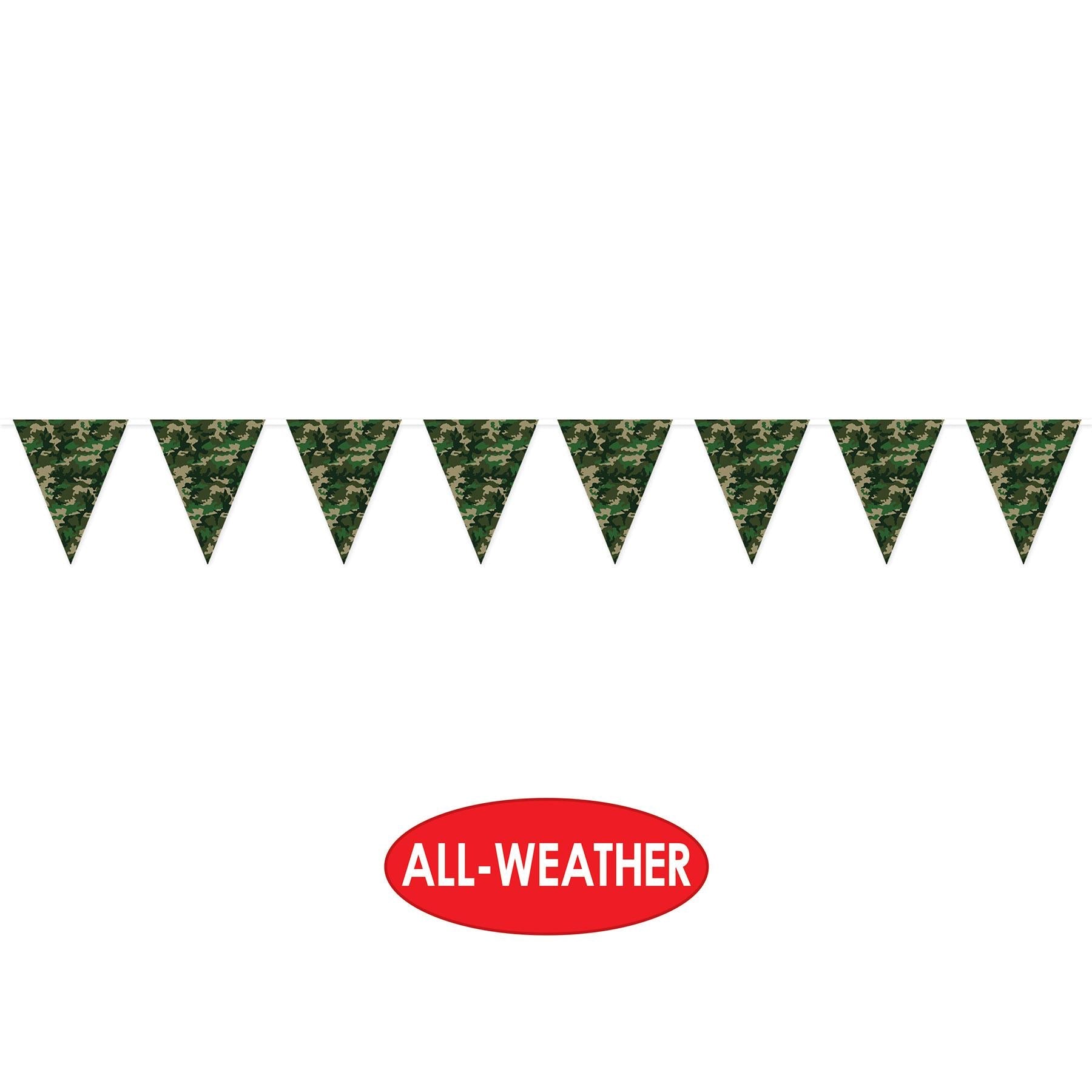 12 Pack Camo Pennant Party Banner - Patriotic Outdoor Decor for Tailgating, Camping & Military Themed Events