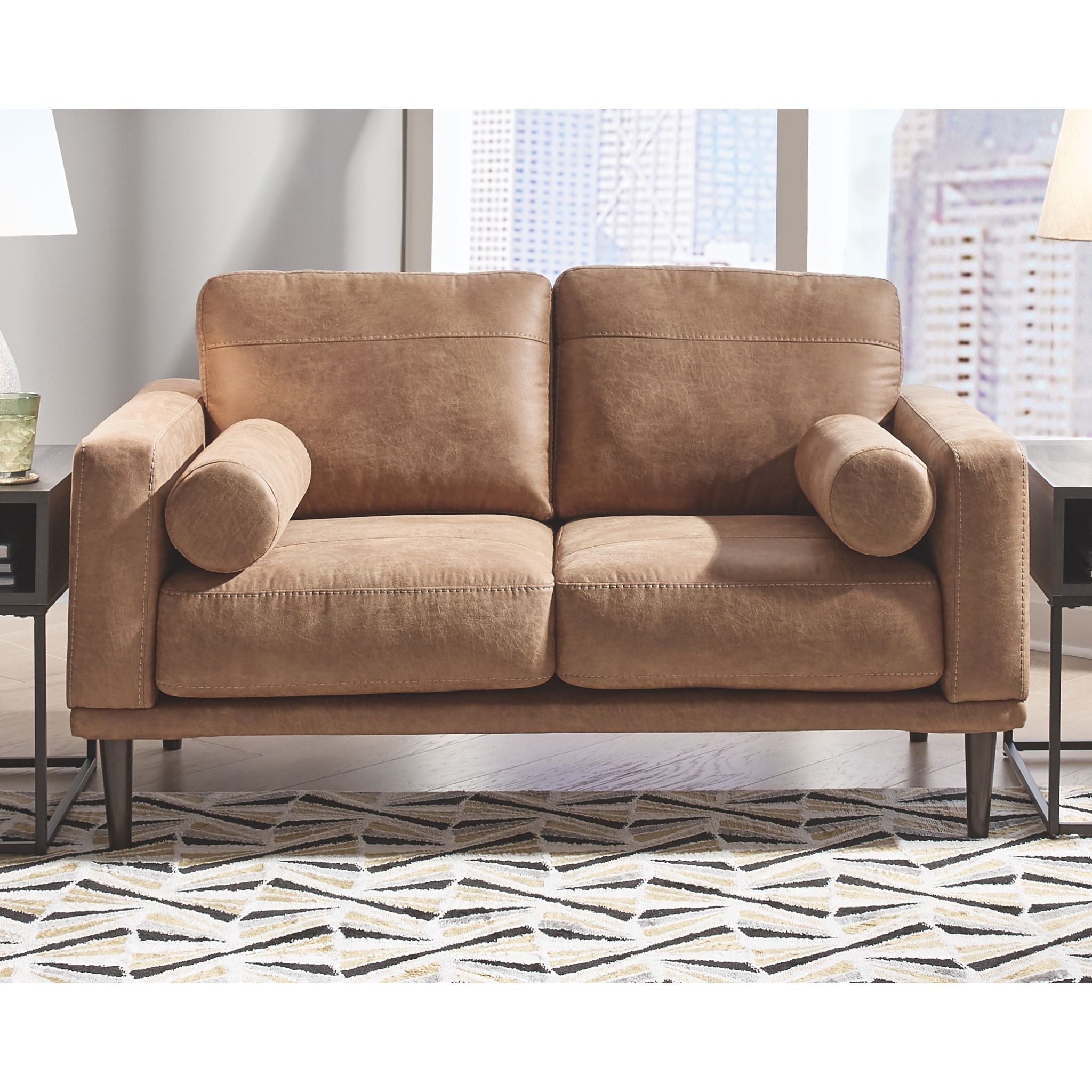 Arroyo Loveseat in Caramel - Modern Two-Seater Sofa for Living Room, Lounge & Small Spaces | Comfortable & Stylish Home Furniture
