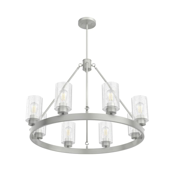 Hunter Hartland 8-Light Chandelier in Brushed Nickel - Modern Ceiling Lighting Fixture for Dining Room, Living Room & Bedroom