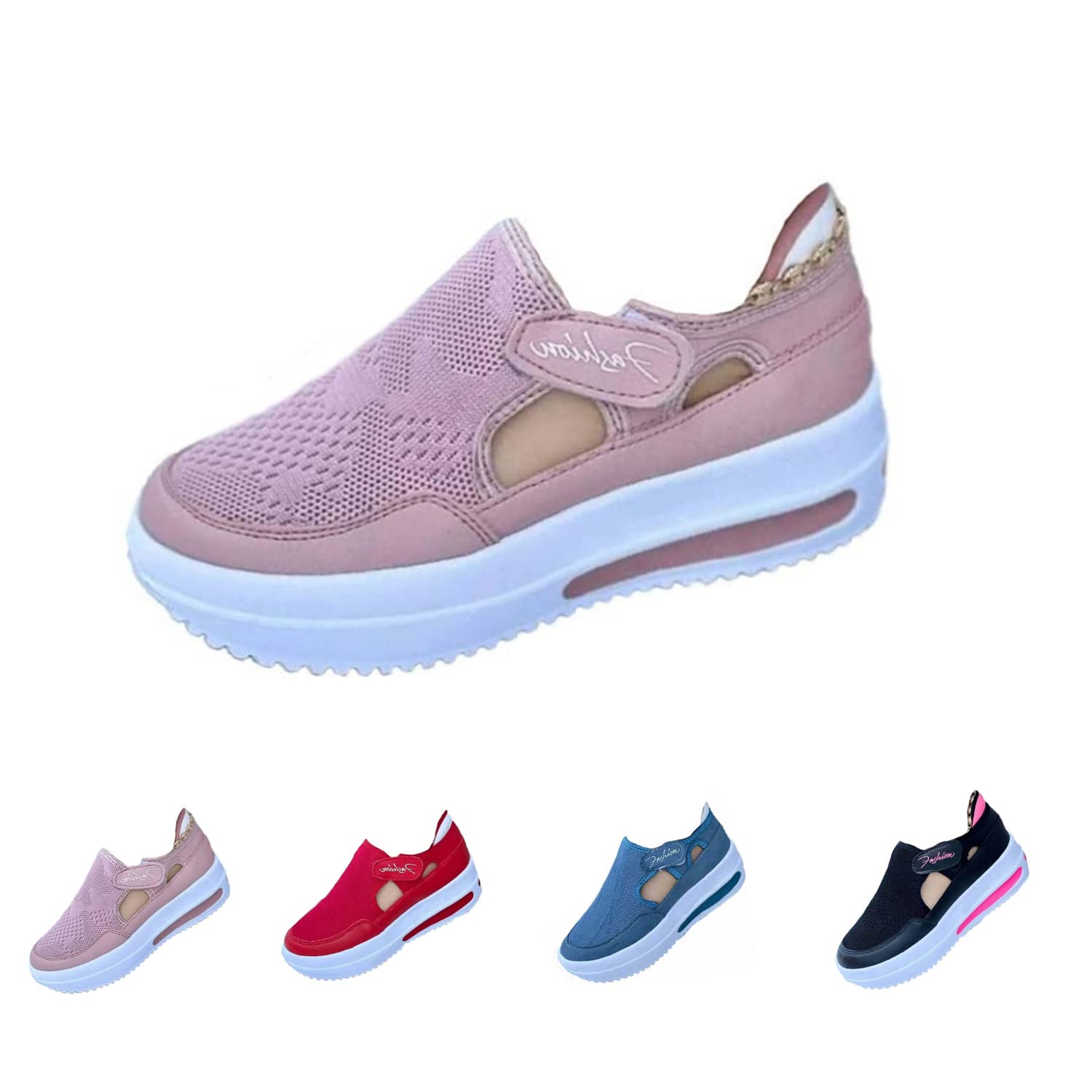 FUUPNN Women's Breathable Canvas Sneakers 2022 - Fashion Velcro Casual Sports Shoes for Women - Lightweight Mesh Walking Shoes for Spring, Gym, Workout & Everyday Wear