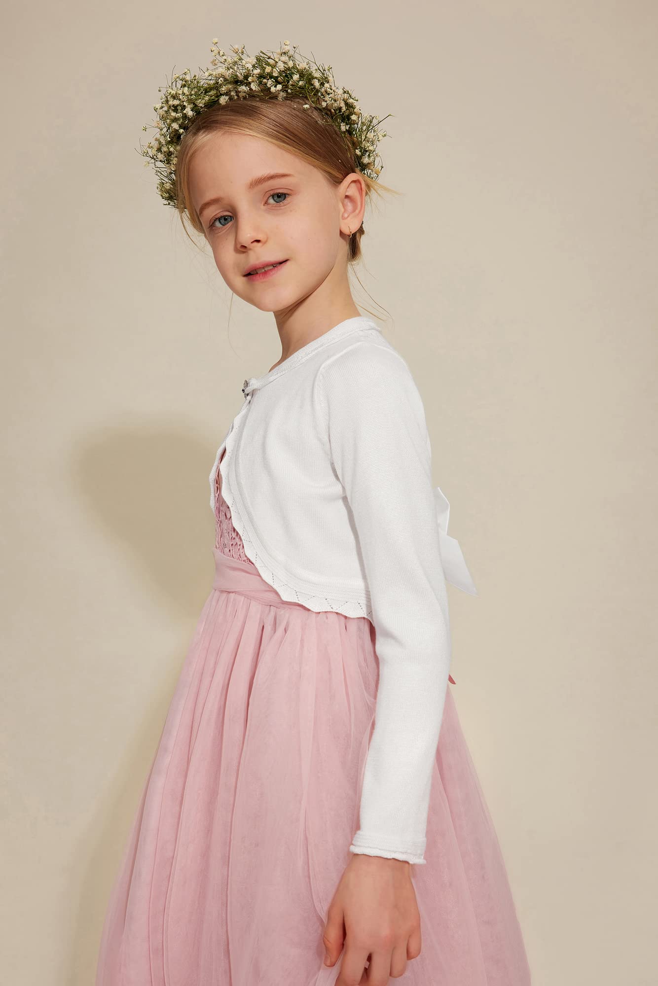 Danna Belle Girls Cardigan Sweaters - Long Sleeve Shrug Bolero for Girls Size 3-12 | Perfect for School, Parties & Everyday Wear