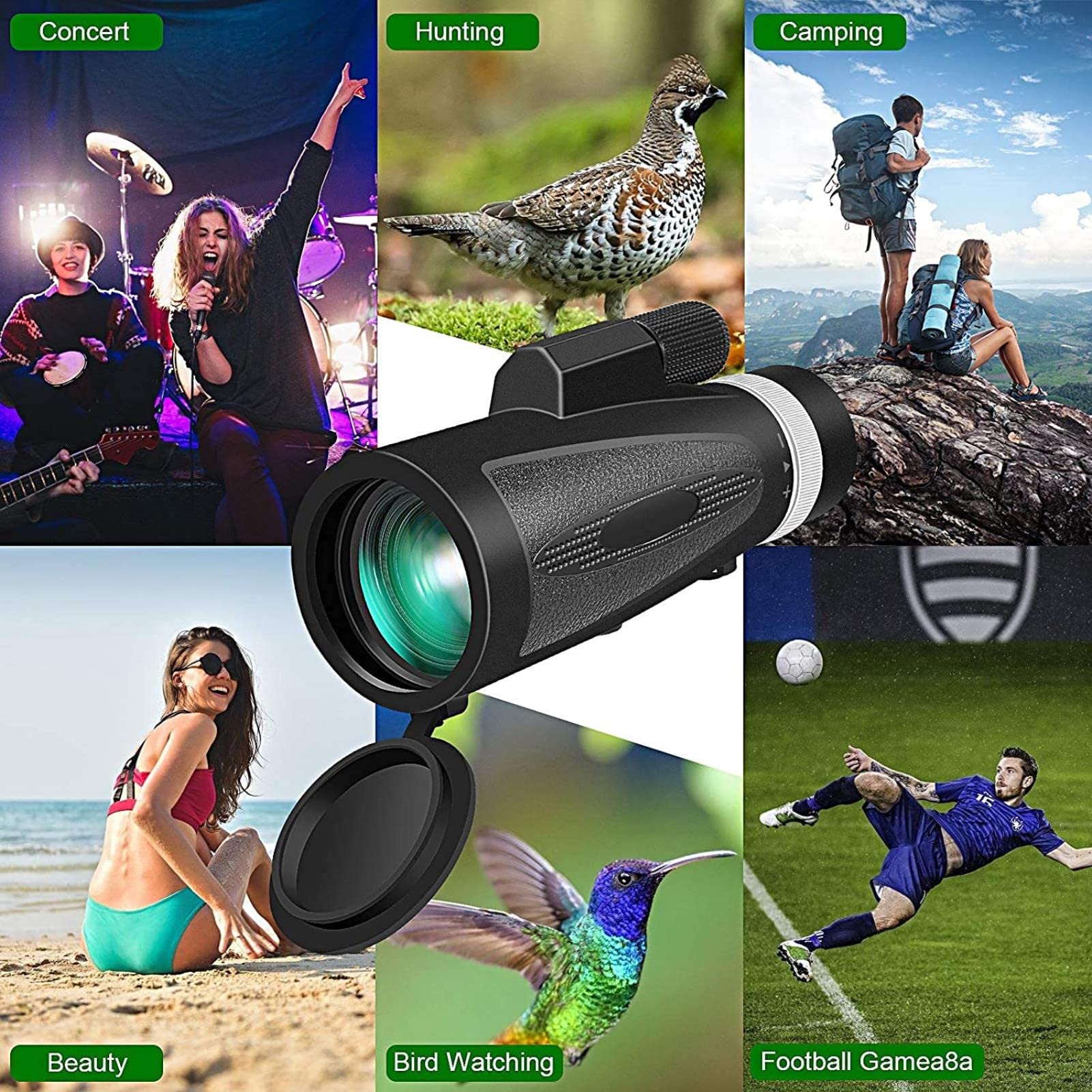 12x50 HD High Resolution Monocular Telescope with Smartphone Adapter & Tripod - Perfect for Wildlife Viewing, Bird Watching, Camping, Concerts & Outdoor Adventures