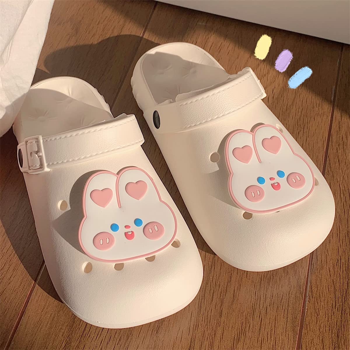 Cute Rabbit Clogs for Women - Soft Garden Shoes, Kawaii Slides with Cloud Comfort - Non-Slip Indoor/Outdoor Slippers for Home, Yard, and Beach Use