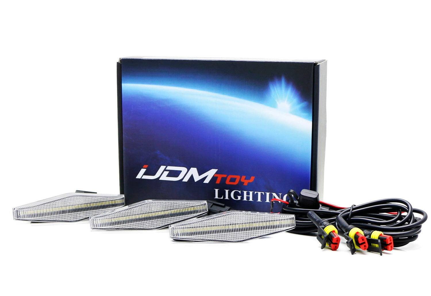 3pc Set Clear Lens White LED Front Grille Lighting Kit for 2014+ Toyota 4Runner - Off-Road Lighting Upgrade for Night Driving & Custom Car Styling