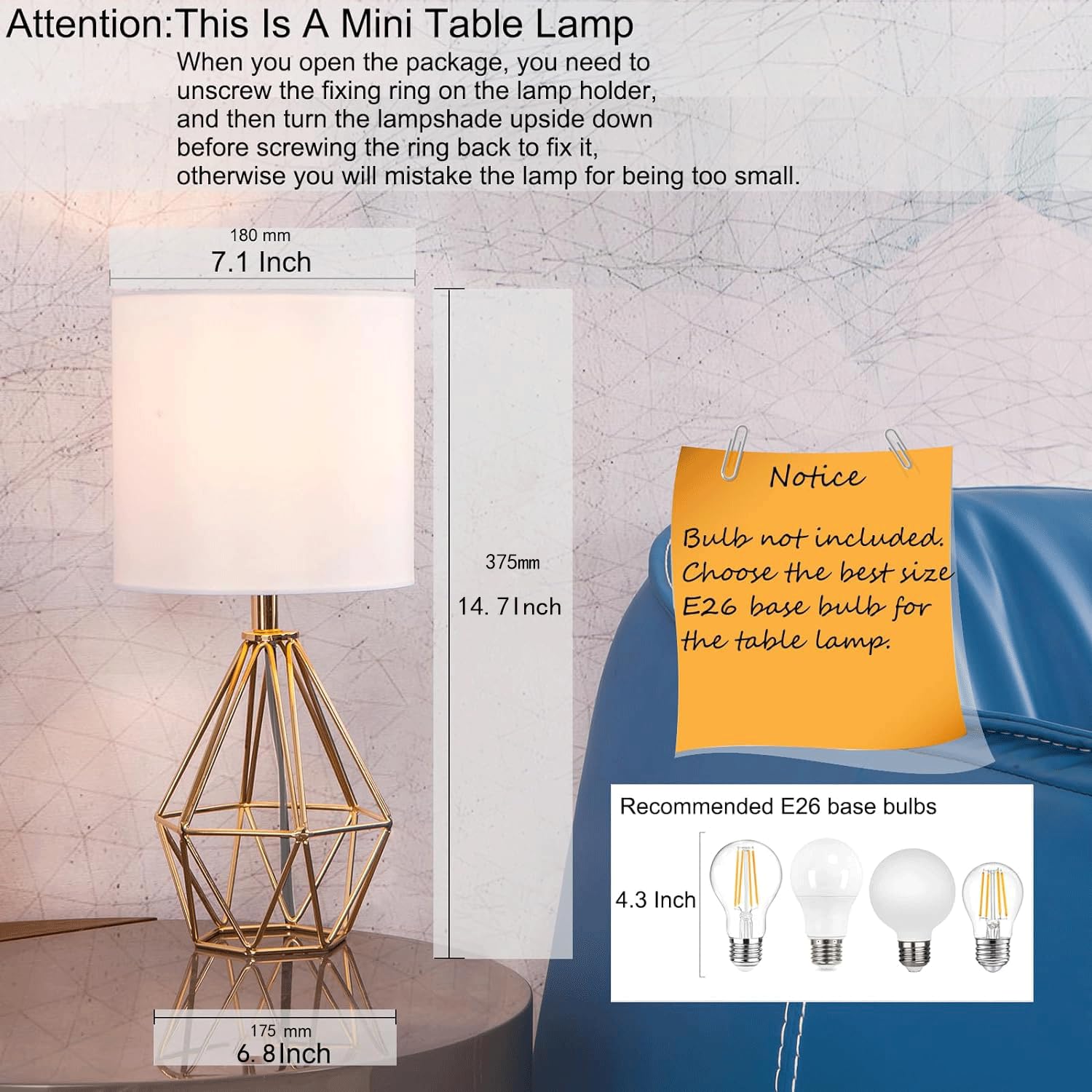 Modern Gold Hollow Out Base Bedside Table Lamp with Geometric Metal Base & White Fabric Shade - Elegant Nightstand Lamp for Bedroom, Kids Room & Living Room - Perfect for Reading, Decor & Ambient Lighting