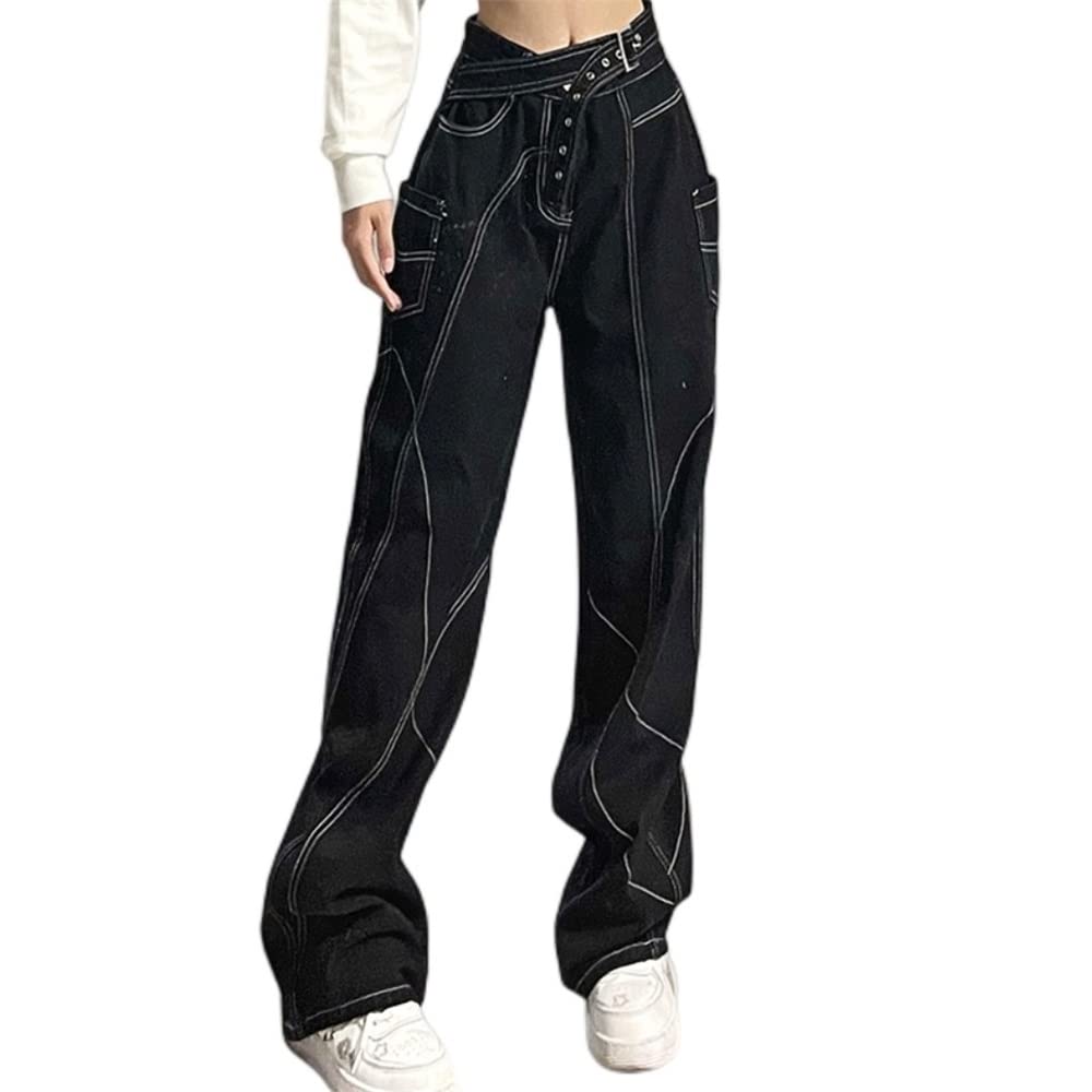 Goth Baggy Jeans for Women | High Waisted Punk Pants | Y2K Emo Style Gothic Trousers | Perfect for Concerts, Parties & Alternative Fashion