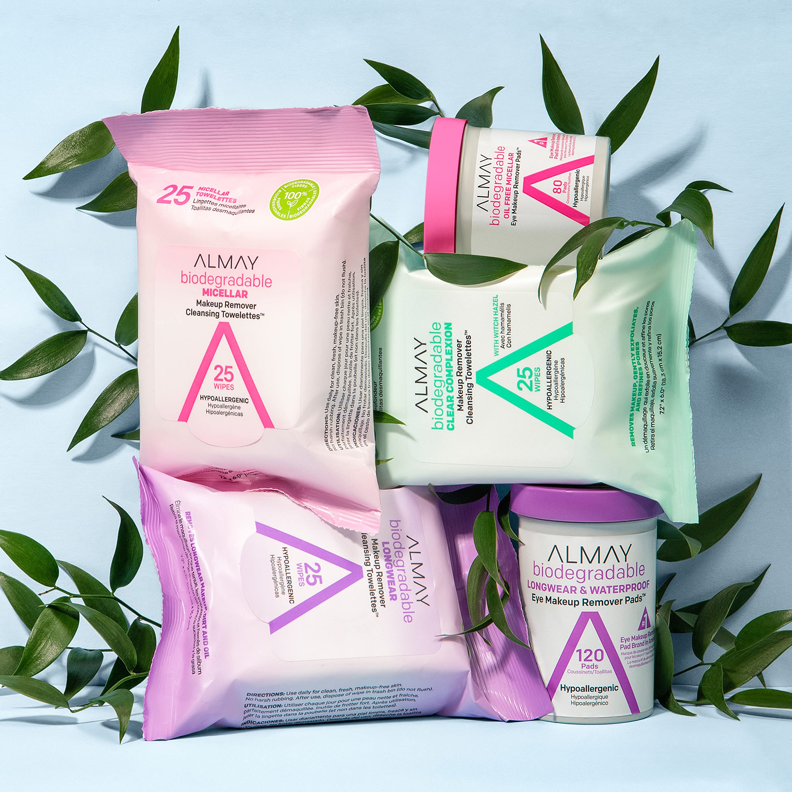 Almay Makeup Remover Cleansing Towelettes | Biodegradable Longwear Makeup Wipes for Sensitive Skin | Hypoallergenic, Fragrance-Free & Cruelty-Free | 25 Count | Perfect for Travel, Gym & Daily Skincare Routine