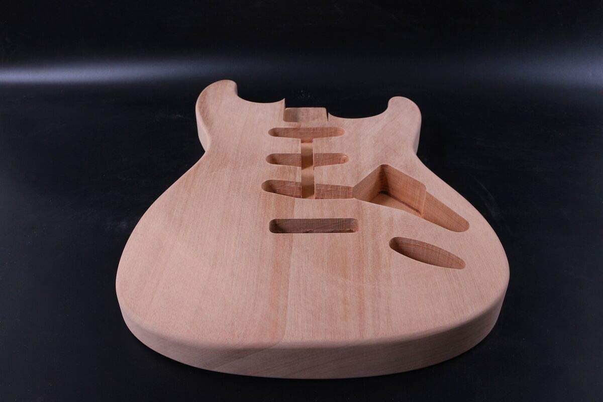 Premium Unfinished Mahogany Guitar Body for DIY Electric Guitar - Hard Tail Bridge & SSS Pickup Configuration - Perfect for Custom Builds, Upgrades, and Replacement Parts - Ideal for Musicians, Luthiers, and Guitar Enthusiasts