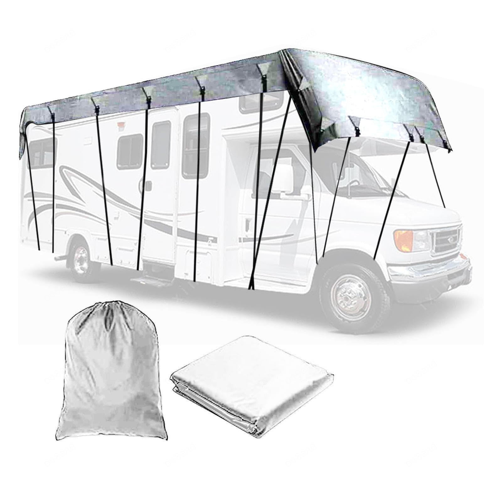 210D Oxford Waterproof RV Roof Cover - Foldable, Easy to Clean Camper & Utility Trailer Storage Cover (11m×3m, Grey) | Perfect for Outdoor Camping, Travel & Winter Protection