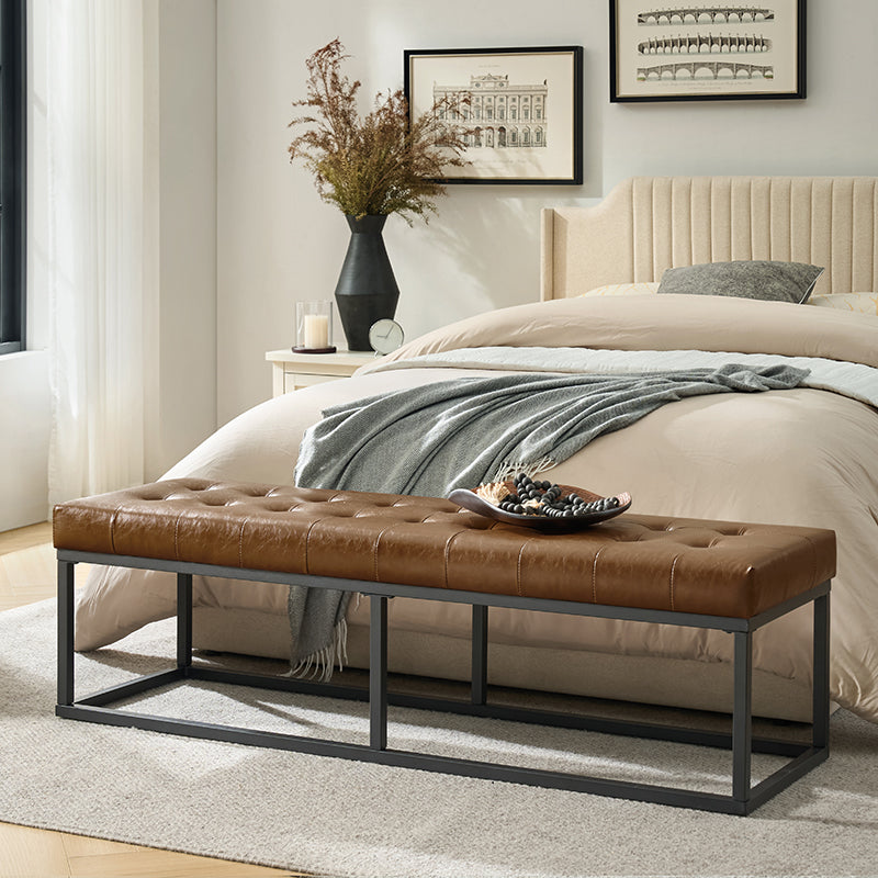 Amparo Mid Century Modern Bench with Sturdy Metal Base - Perfect for Living Room, Bedroom, or Entryway Seating