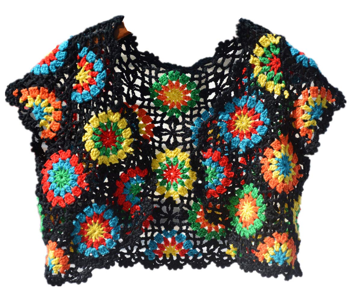 Crochet Bolero Shrug Jacket for Women - Floral Lace Short Sleeve Crop Top | Summer Beach Cover Up, Boho Festival Outfit, Casual Streetwear