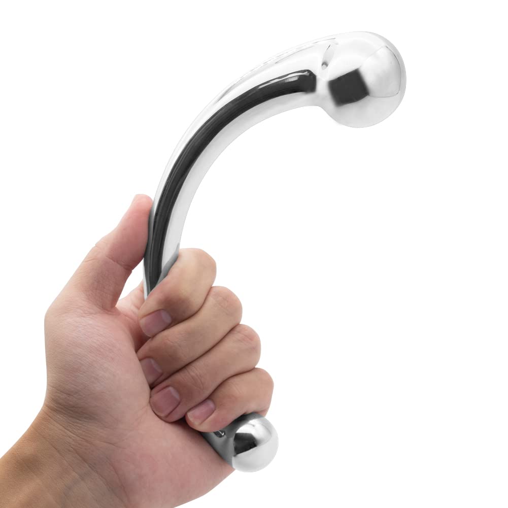 Premium G-Spot Massager & Dual-Ended Metal Dildo - Curved Design for Intense Stimulation | Couples Sex Toy for Enhanced Pleasure & Fetish Play | Perfect for Solo Play & Partnered Exploration