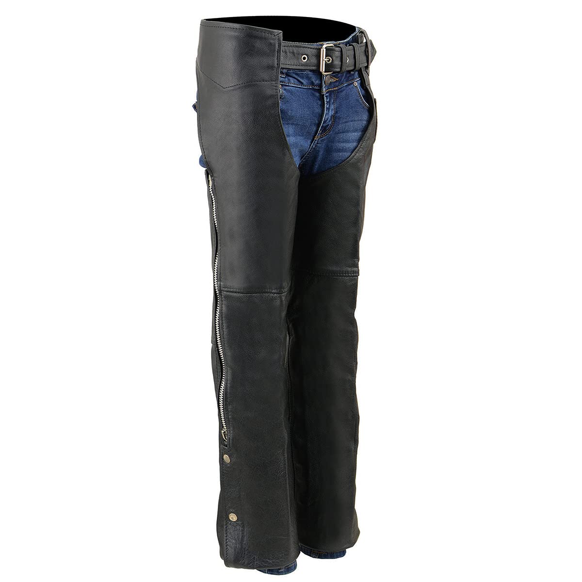 Milwaukee Leather SH2013 Kids Unisex Black Classic Leather Chaps - 3X-Large | Durable Motorcycle Riding Gear for Boys & Girls | Perfect for Bike Rides, Rodeos & Outdoor Adventures
