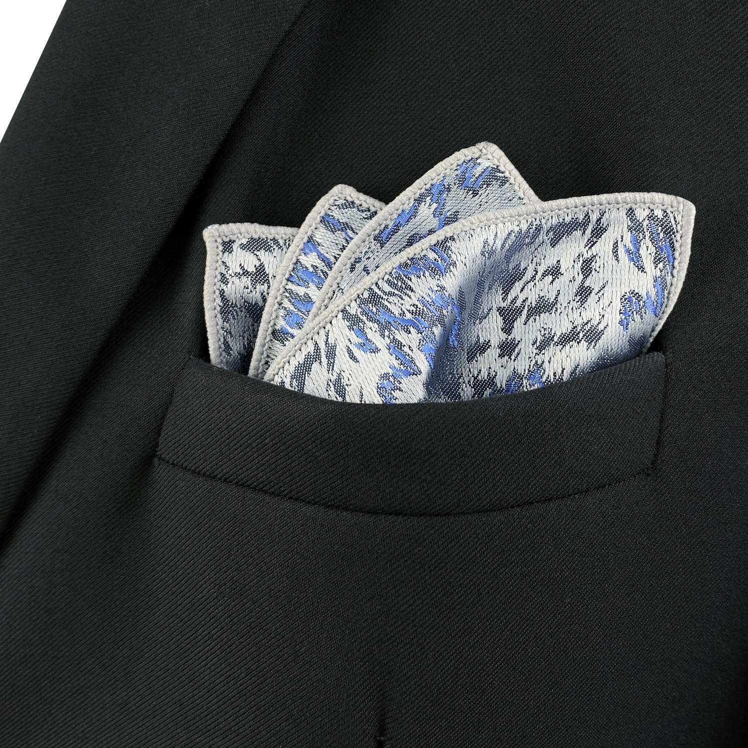 S&W SHLAX&WING Men's Silk Tie Set - Silver & Sky Blue Necktie with Matching Pocket Square | Formal Business Attire, Wedding & Office Wear