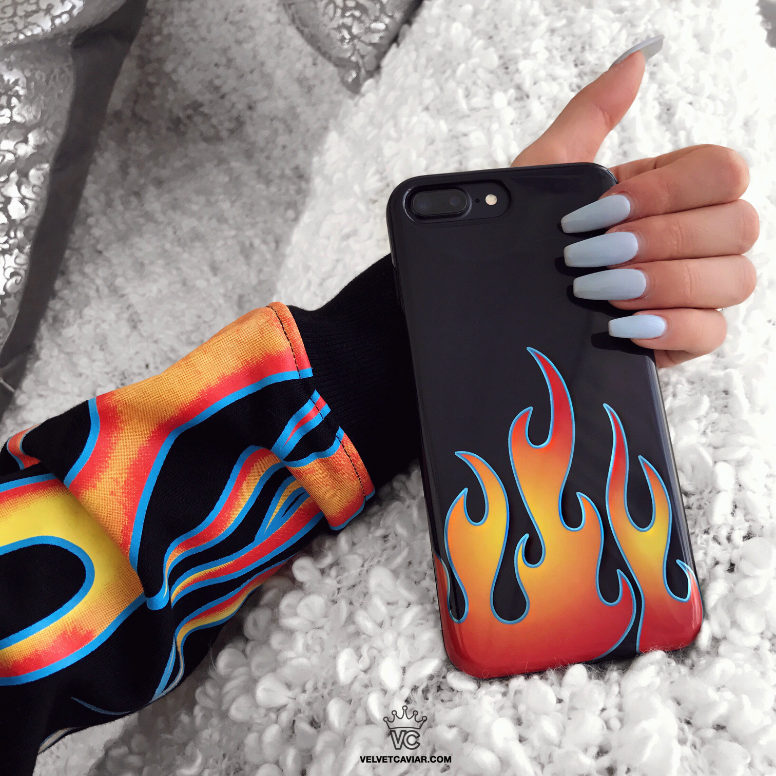 Blue Chrome Flames iPhone Case - Stylish Protective Cover for iPhone 13/14/15 Pro Max - Durable Shockproof Slim Design - Perfect for Everyday Use, Travel & Outdoor Activities