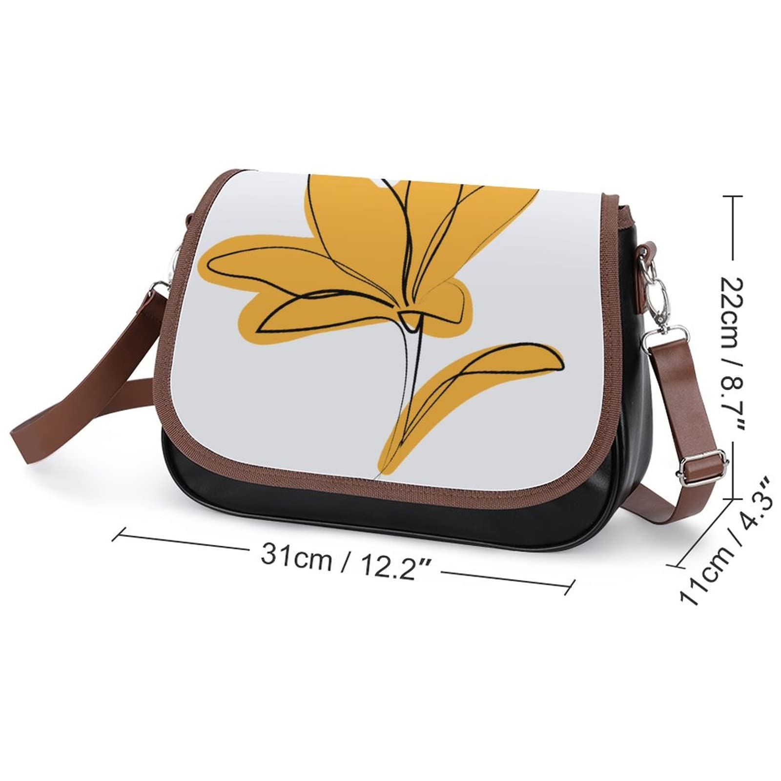 Vintage Crossbody Bag for Women - Medium Printed Leather Shoulder Bag with Yellow Flowers, Boho Hobo Purse | Perfect for Casual Outings, Travel, and Everyday Use
