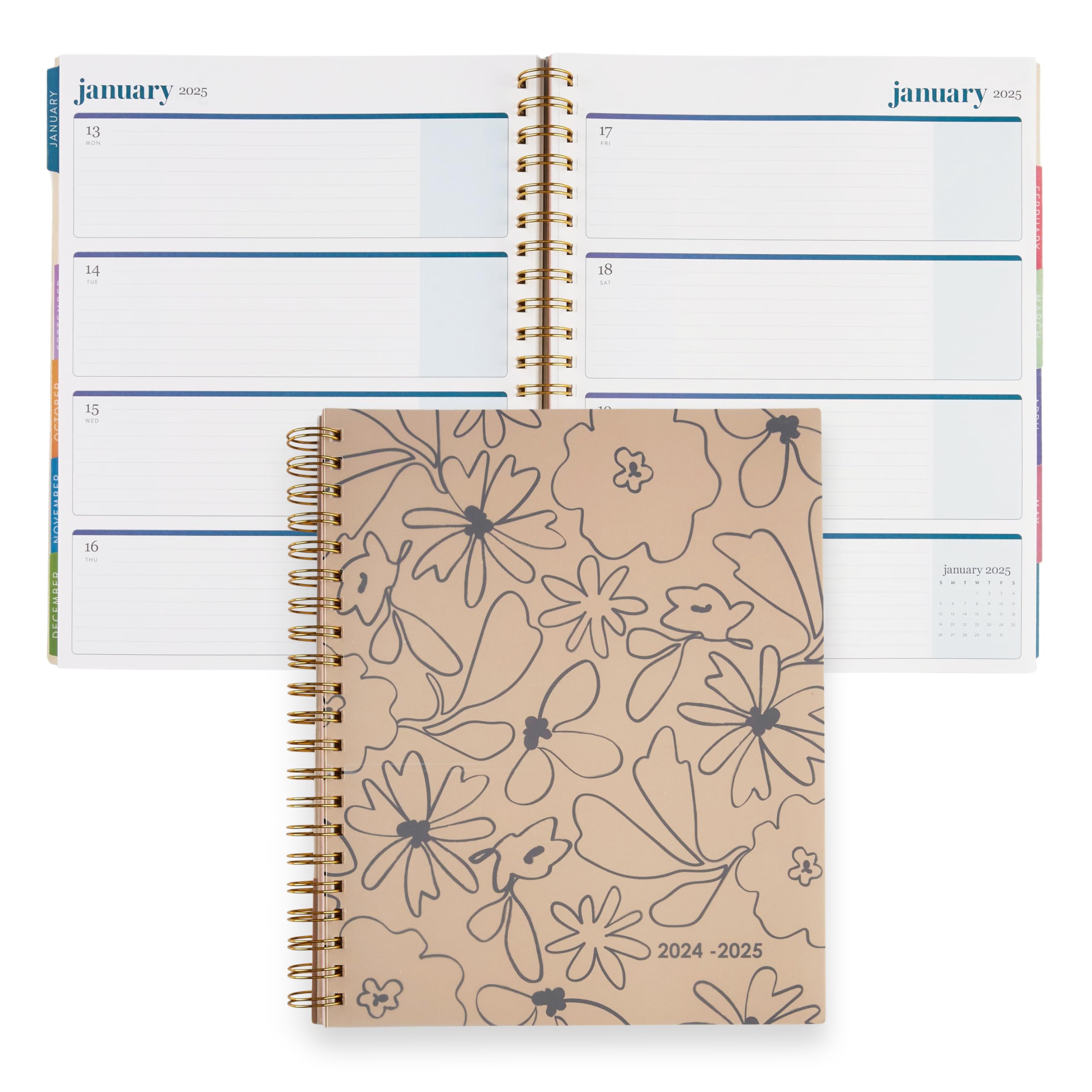 Erin Condren Inspired Large Weekly & Monthly Dated Planner (July 2024 - June 2025) - Boho Floral Cover | Perfect for Work, School & Personal Organization