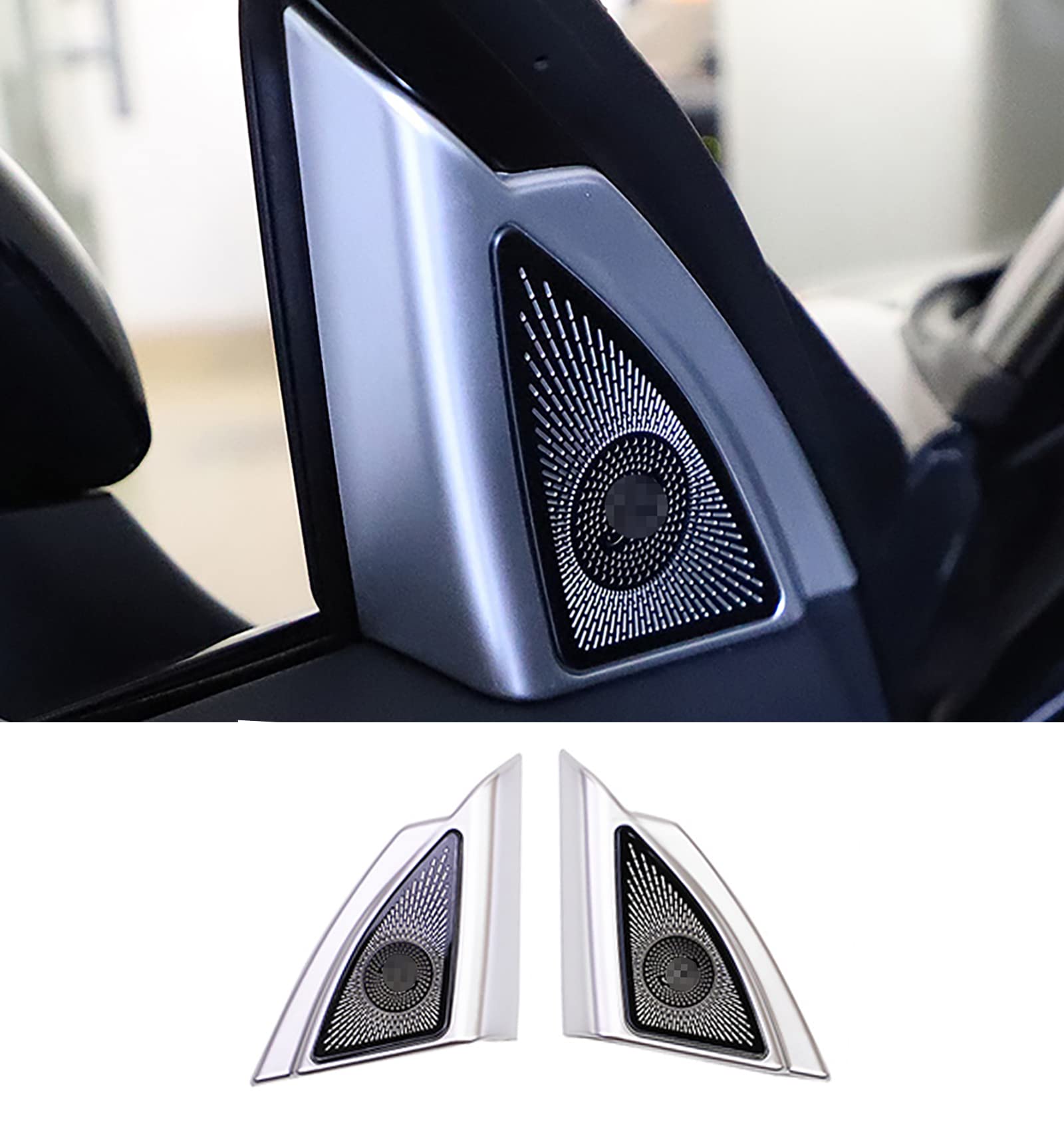 Premium Car Interior Door Speaker Trim Decals for Toyota Highlander 2020-2025 - Glossy Chrome Style (2-Pack) | Enhance Audio & Protect Windows | Perfect for Car Upgrades & Customization