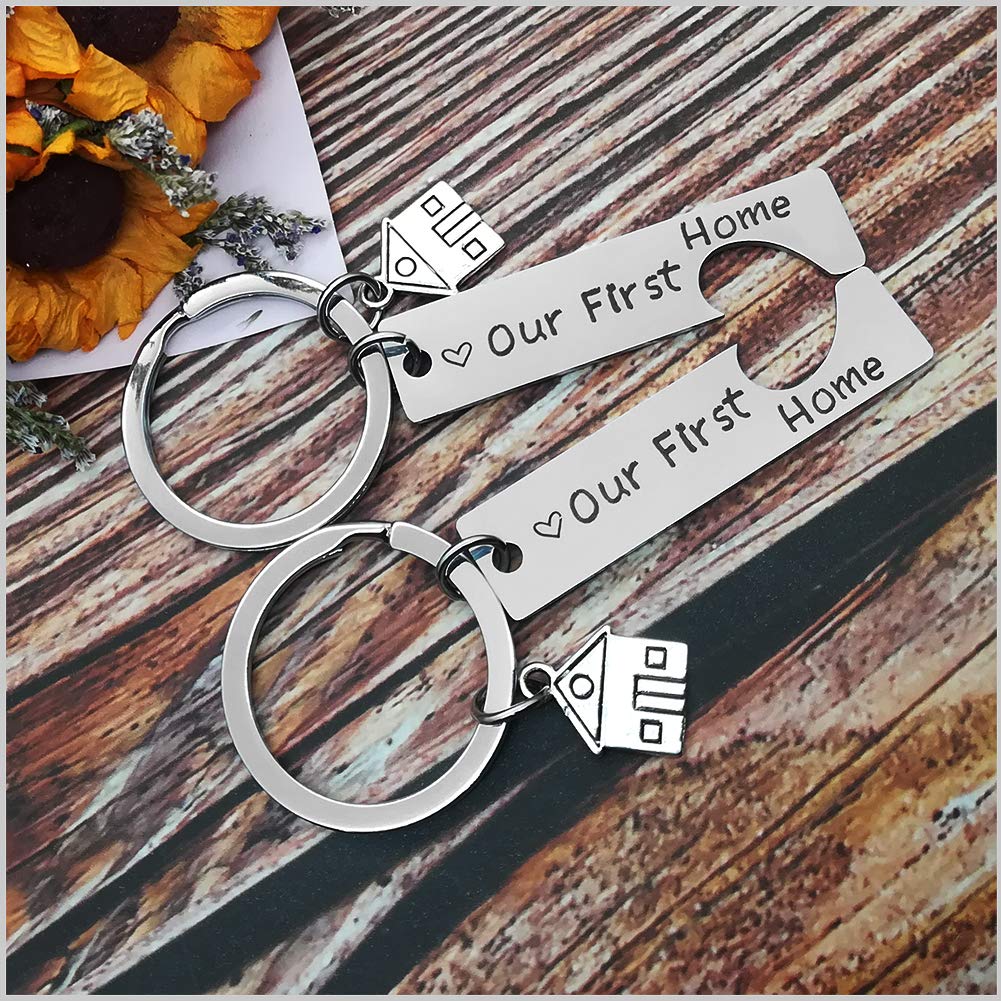 Vadaka Our First Home Keychains - 2 Pack Housewarming Gift for New Homeowners, Realtor Closing Gifts, Moving in Present - Perfect for House Keys, New Home Celebrations & Real Estate Agent Gifts