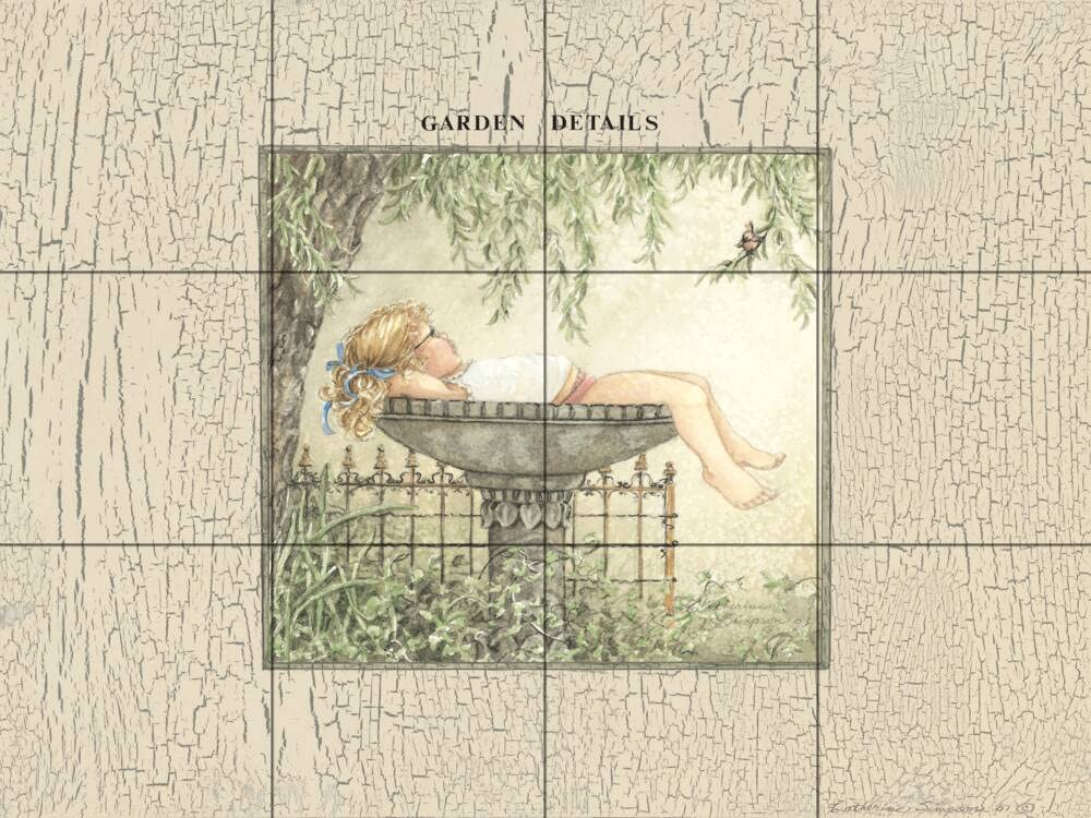 Tile Mural Kitchen Backsplash - Bathing Beauty Art by Catherine Simpson - Waterproof Peel & Stick Wall Decor for Bathroom, Kitchen, Laundry Room