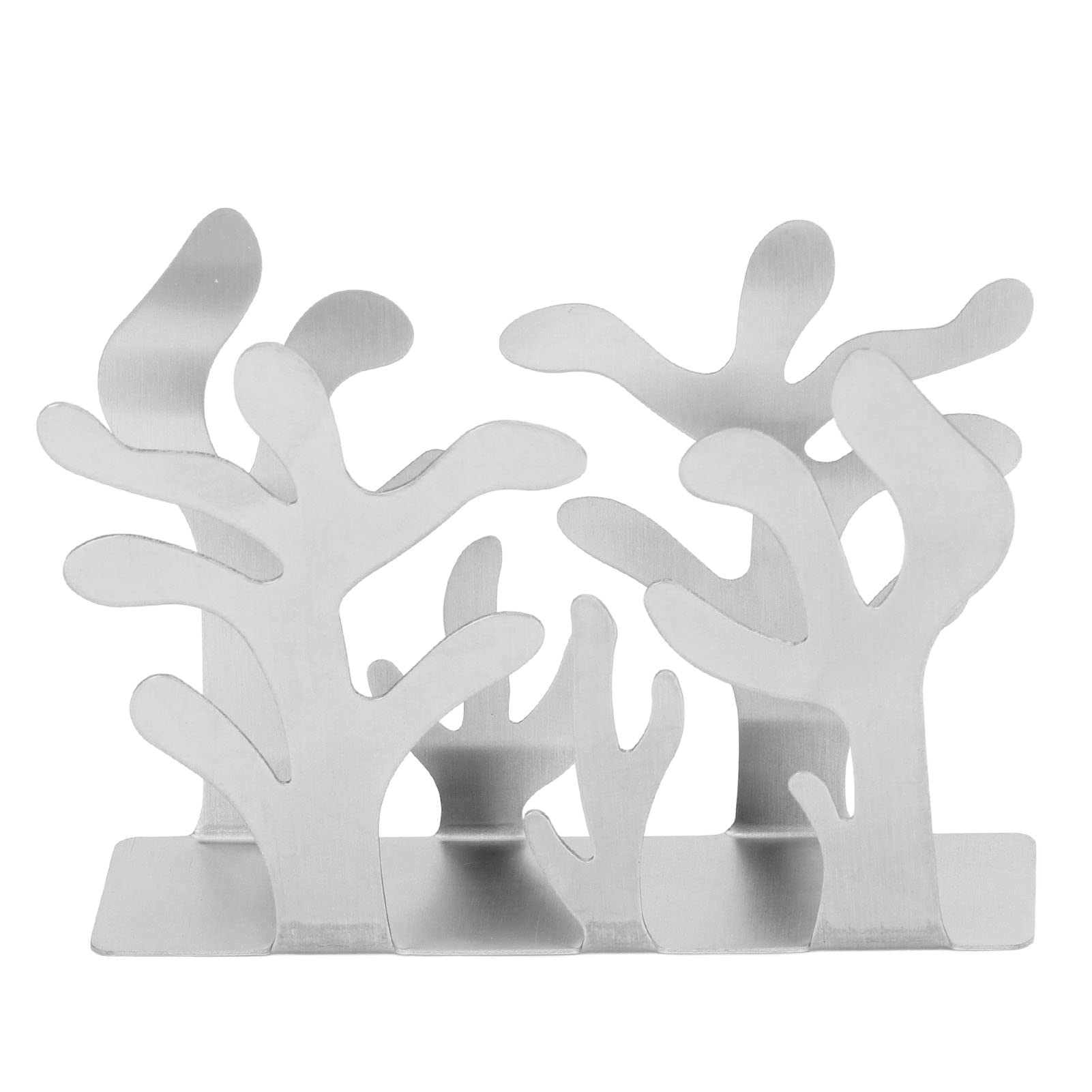 Iron Coral-Shaped Vertical Napkin Holder for Coffee Shop, Bar & Kitchen - Silver | Decorative Paper Napkin Dispenser for Restaurants, Cafes & Home Dining