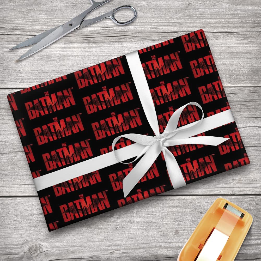 The Batman Logo Gift Wrap Paper Rolls - Premium Superhero Wrapping Paper for Birthday Gifts, Christmas Presents & Party Decorations