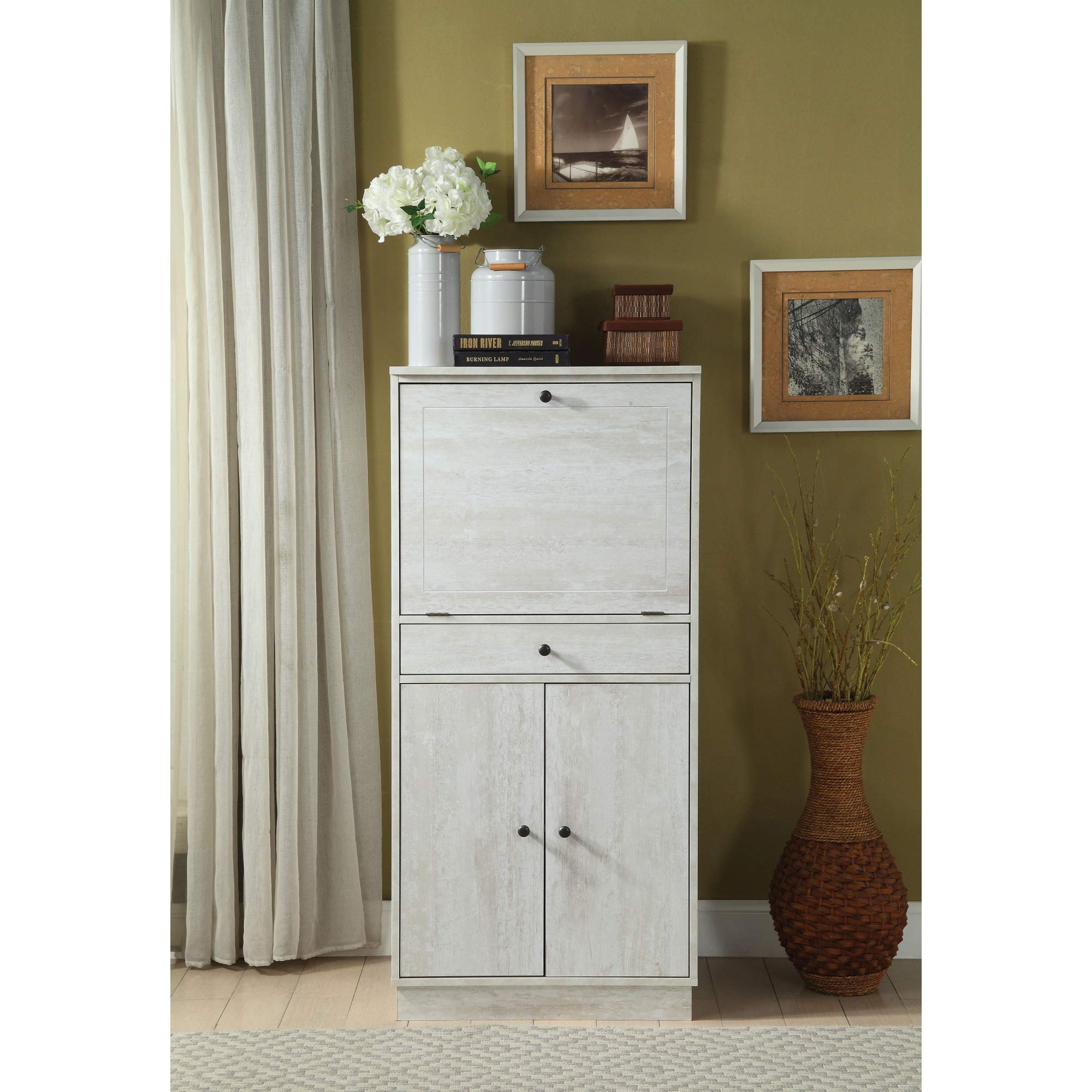 Antique White Wine Cabinet - Elegant Storage for Wine Bottles, Perfect for Home Bars, Dining Rooms, and Wine Cellars
