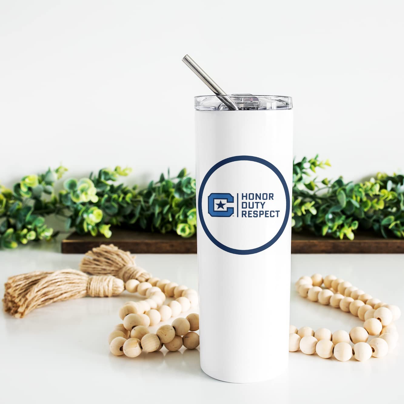 The Citadel Skinny Stainless Steel Tumbler with Straw & Lid - 20oz Double Wall Insulated Water Bottle for Hot & Cold Drinks - Perfect for Gym, Office, Travel & Outdoor Activities