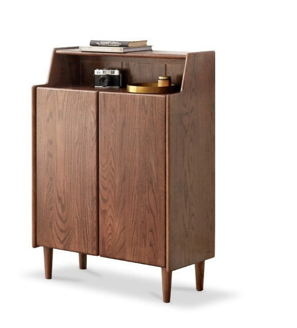 Solid Oak Wood Shoe Storage Cabinet - Organize Entryway & Closet - Perfect for Home, Apartment, and Office Organization
