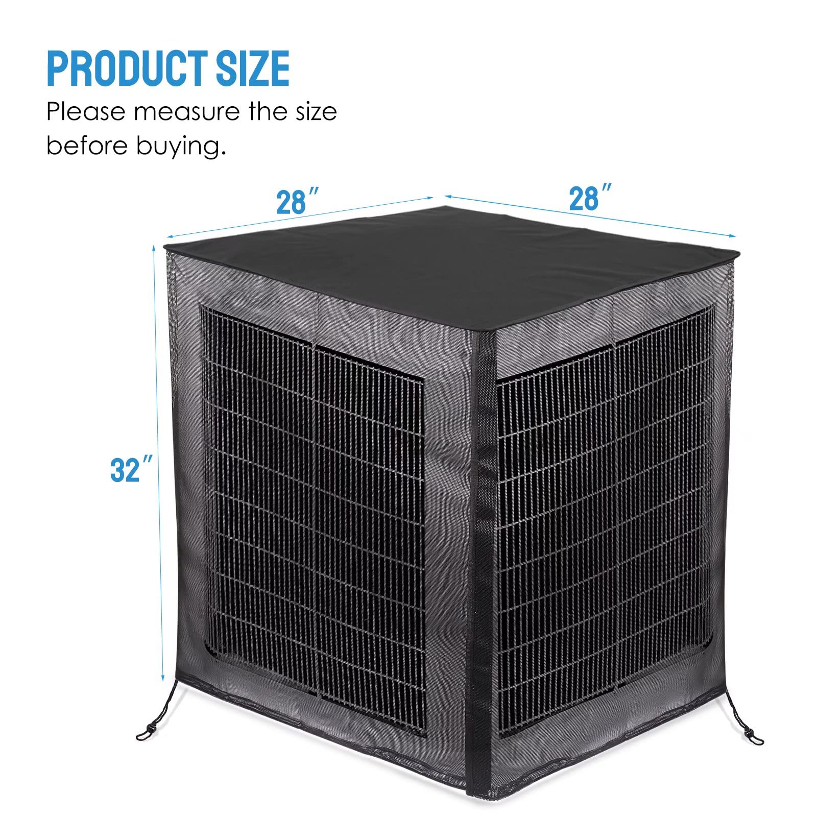 Breathable All-Season Air Conditioner Cover with Detachable Waterproof Top - 28 x 28 x 32 Inch Full Mesh AC Unit Protector for Leaves, Weeds, Cottonwood & Debris - Perfect for Outdoor Central AC Protection in Winter & Summer