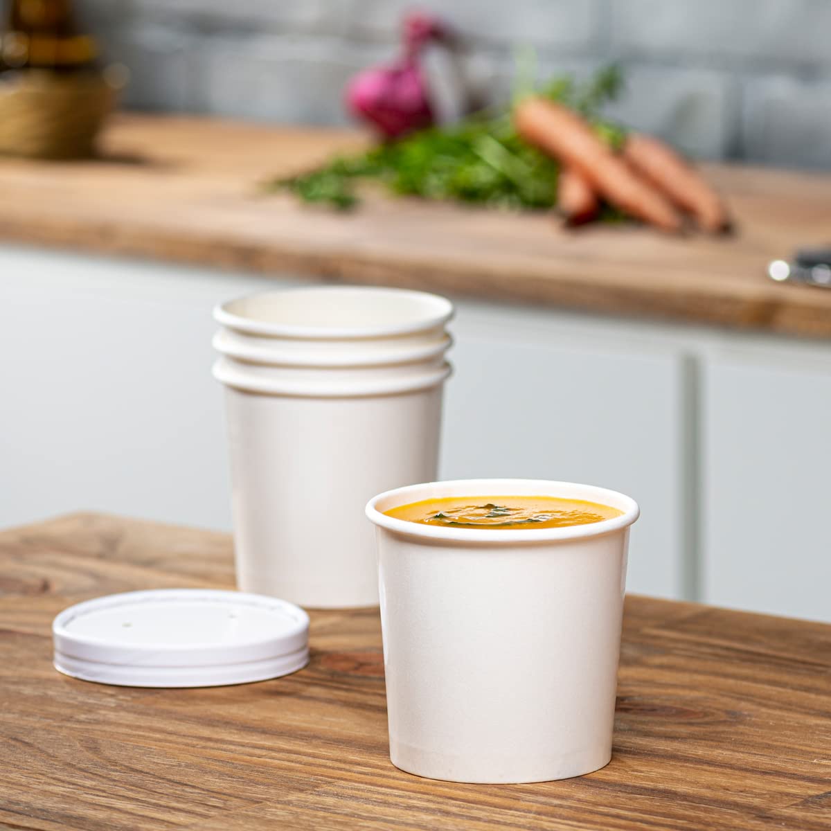 250 Pack 8 oz Disposable Paper Food Containers with Vented Lids - White To-Go Soup Bowls & Ice Cream Cups for Restaurants, Catering & Takeout