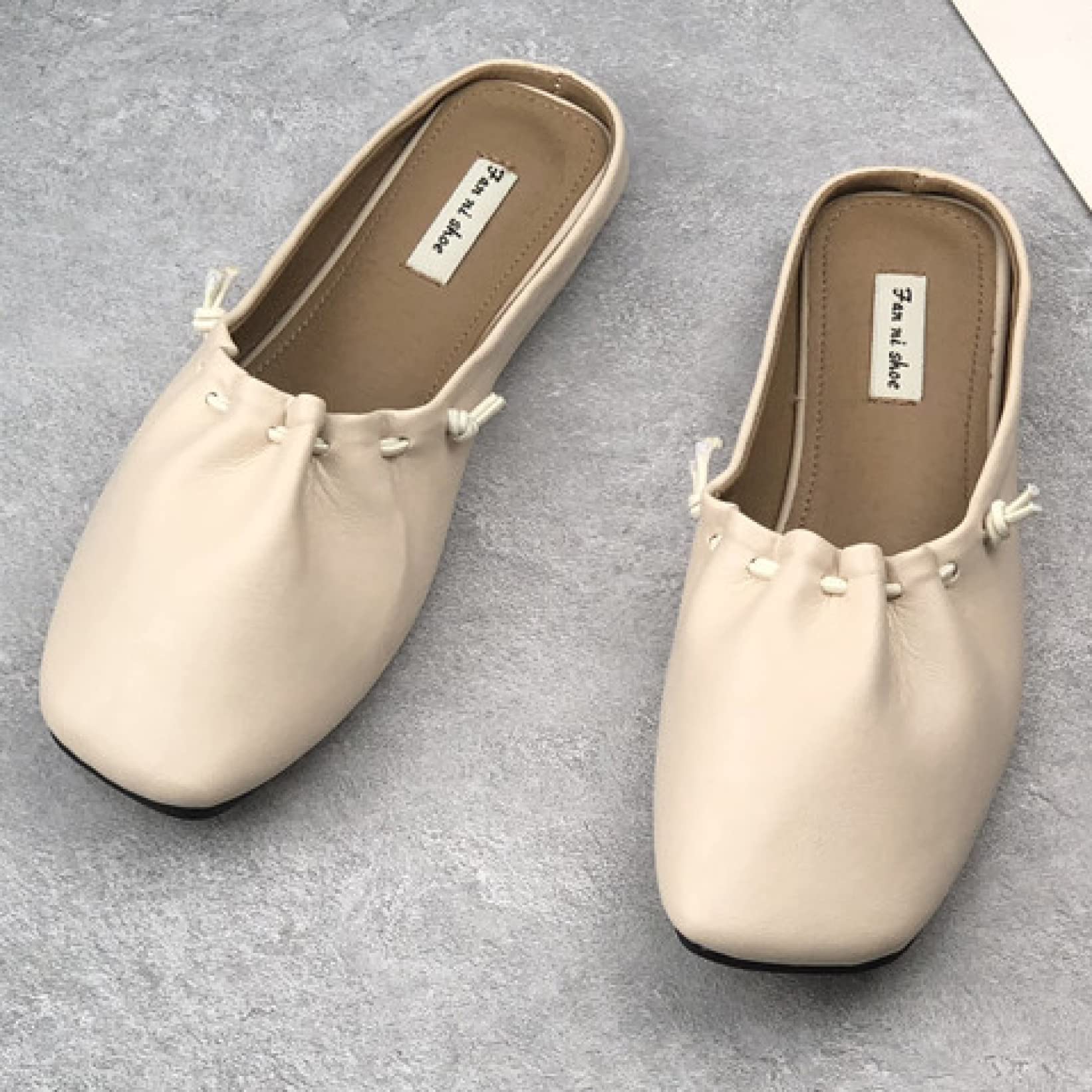 Women's Comfortable Mules Shoes - Slingback No Heel Synthetic Leather Loafers with Elastic Round Toe | Casual Slip-On Flats for Vacation, Work & Everyday Wear