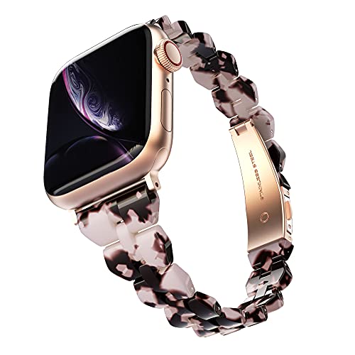 BaiHui Fashion Resin Apple Watch Band Compatible with Series 8/7/6/SE/5/4/3/2/1 - Slim Lightweight Wrist Strap for Women (38mm/40mm/41mm/42mm/44mm/45mm) - Perfect for Workouts, Office & Everyday Wear