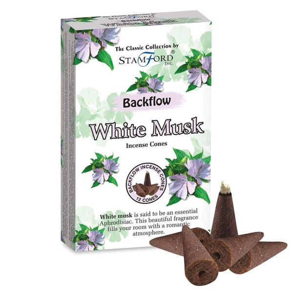 Premium Stamford Backflow Incense Cones - White Musk Aroma for Meditation, Yoga & Home Relaxation | Long-Lasting Spiritual Fragrance for Stress Relief & Zen Atmosphere