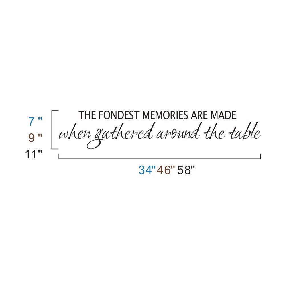 Vinyl Wall Decal for Dining Room - 'The Fondest Memories are Made When Gathered Around The Table' Home Decor Sticker (Brown, Large) | Perfect for Kitchen, Living Room & Family Gathering Spaces | Wall Art for Home, Restaurant & Office Decor