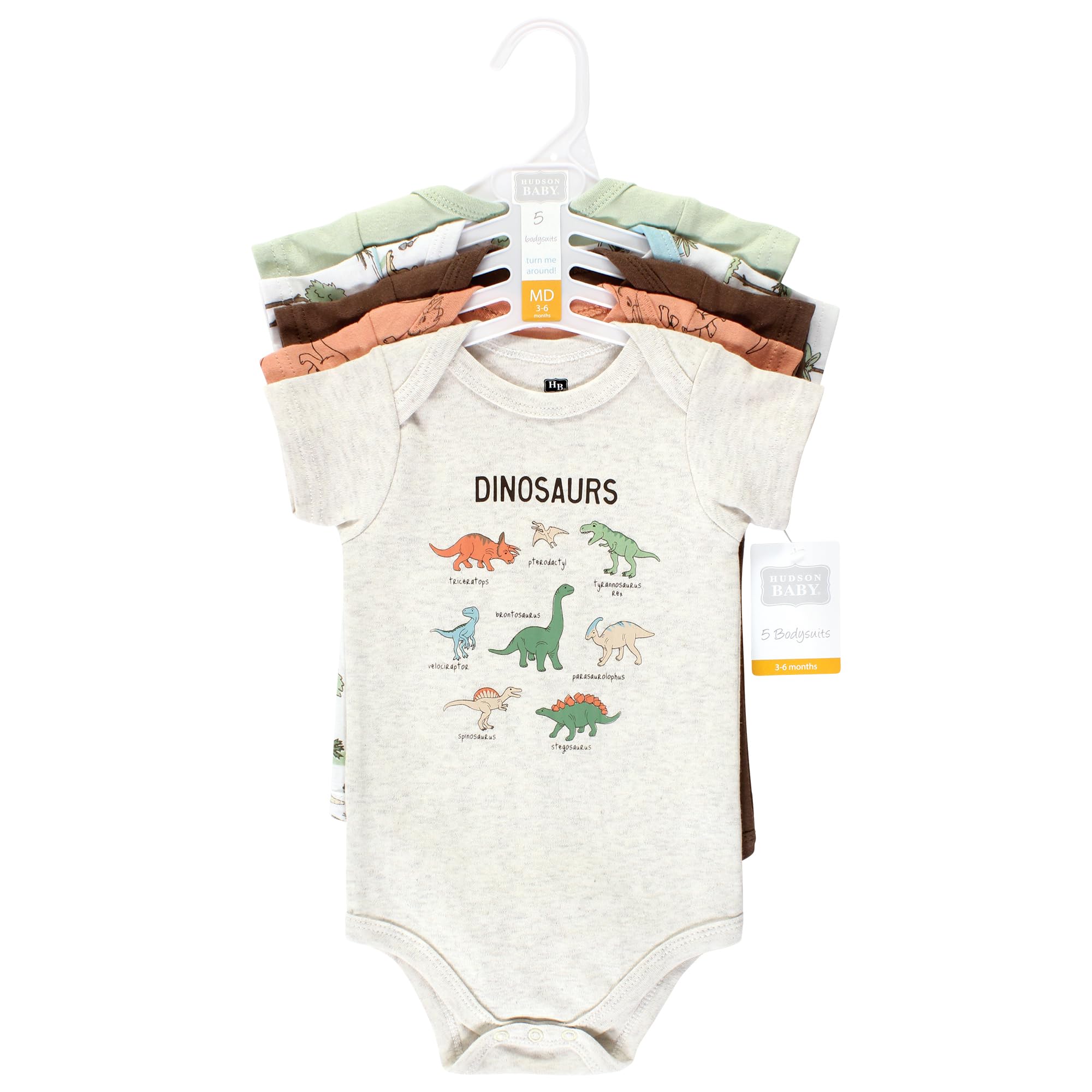 Hudson Baby Cotton Bodysuits 5-Pack | Dinosaur Adventures | Soft Preemie Onesies for Newborns | Perfect for Gifts, Baby Showers & Everyday Wear