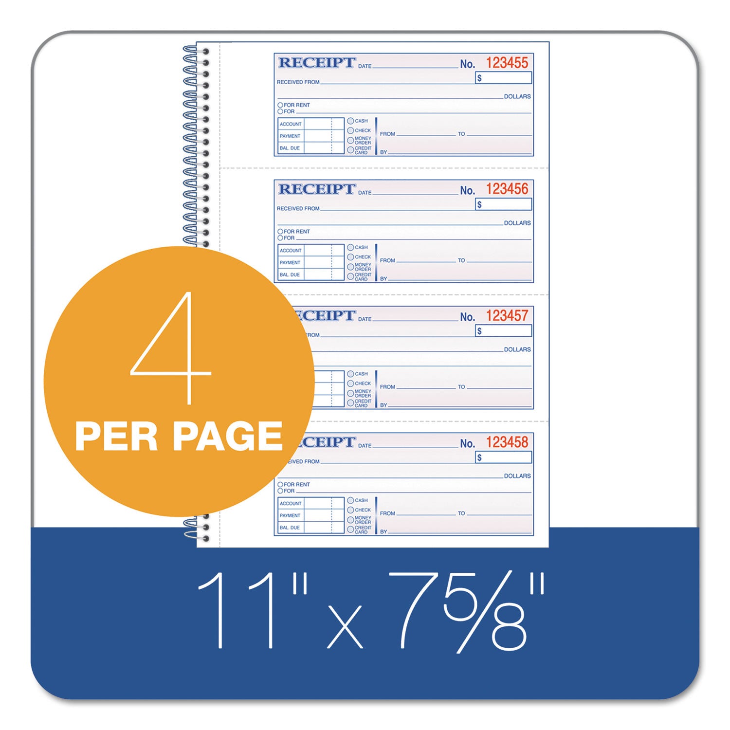 Adams® Multipart Money and Rent Receipt Book - 2-Part Carbonless, 7.13