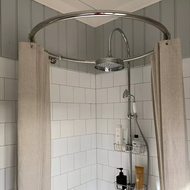 Stainless Steel Round Shower Curtain Holder 80cm Chrome - Perfect for Bathroom Decor and Modern Shower Spaces