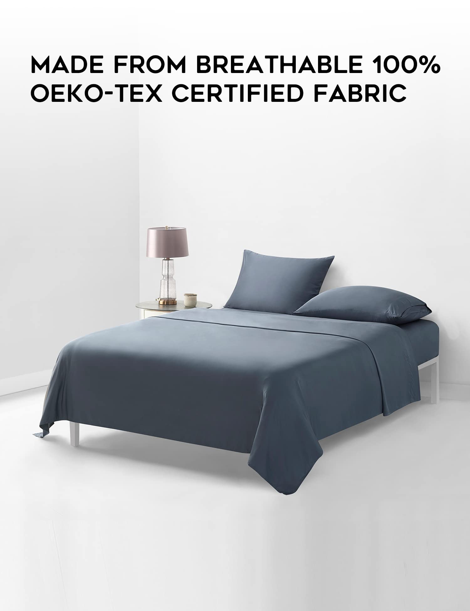 YnM Exclusive Cooling Duvet Cover for Weighted Blankets - 16 Ties, Breathable & Temperature Regulating (Blue Grey, 88x104 Inches) - Perfect for Hot Sleepers & Summer Nights