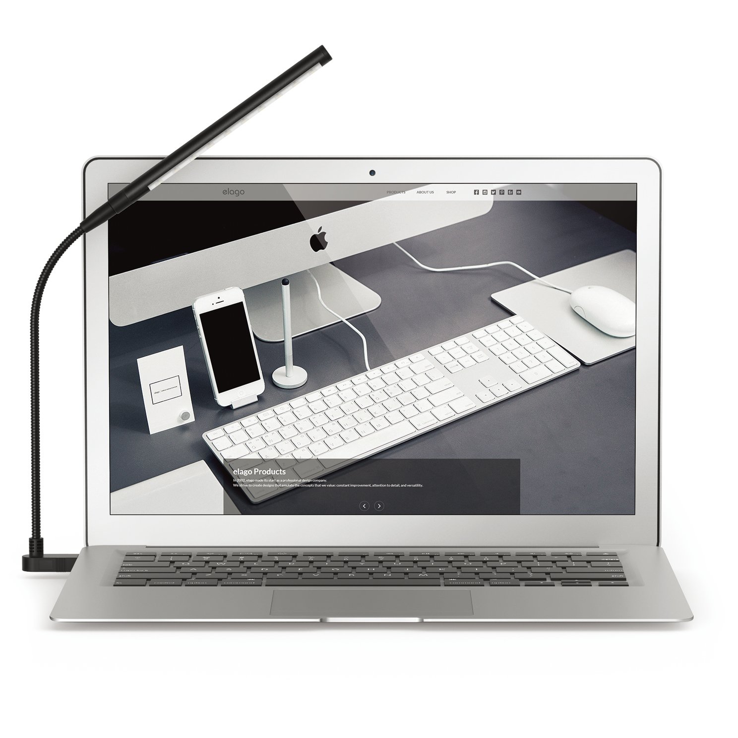 elago Flexible USB LED Desk Lamp - Adjustable Gooseneck Light for Laptop, Computer, Office, Reading & Night Light (Ideal for Home Office, Study, Gaming Setup & Bedside Lighting)
