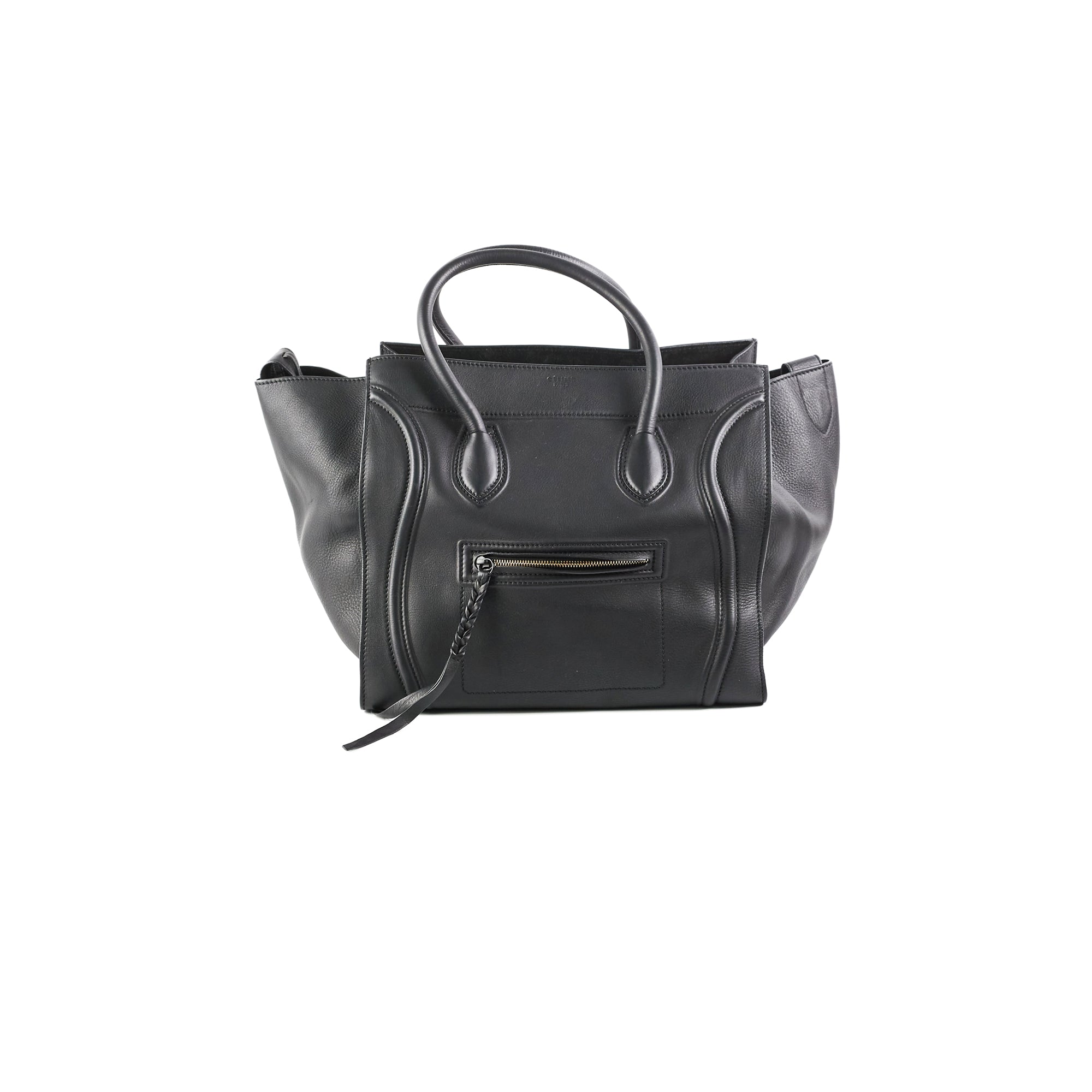 Celine Luggage Phantom Large Black Leather Tote Bag for Women - Stylish Designer Handbag for Work, Travel & Everyday Use